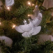 Load image into Gallery viewer, Turtle dove friendship ornaments hanging on a Christmas tree
